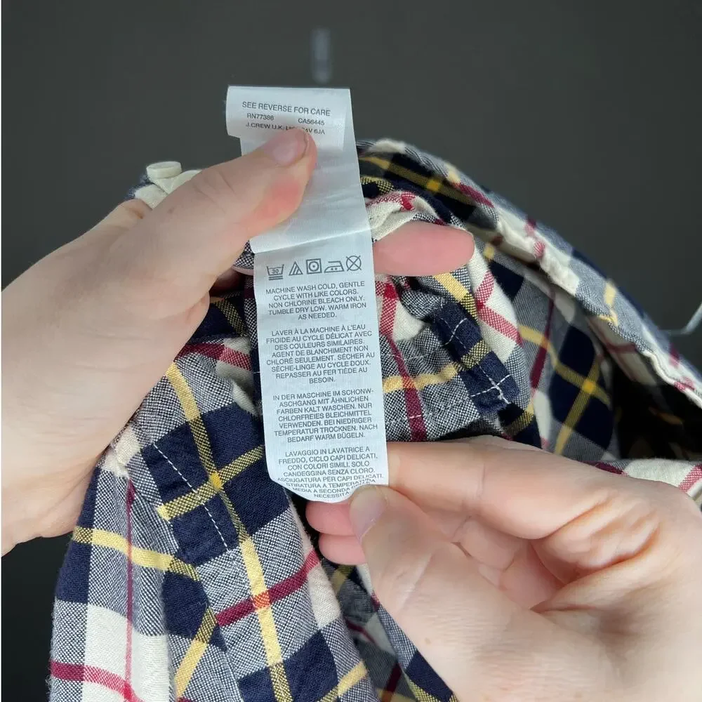 J.Crew Men's Medium Oxford Plaid Long Sleeve Button-Up Shirt